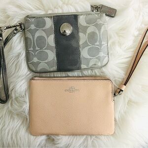 Coach Gray and Pinky Peach Wristlet Set